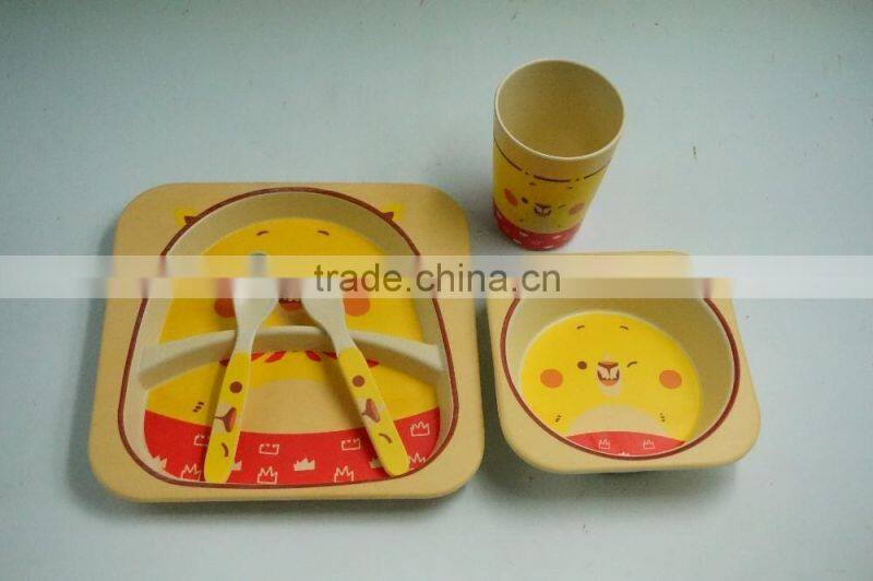 Green best selling baby bowl, spoon bowl cup bamboo fiber eco-friendly baby dinner set