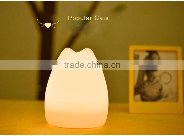 LED color changing silicone animal night light cat led light