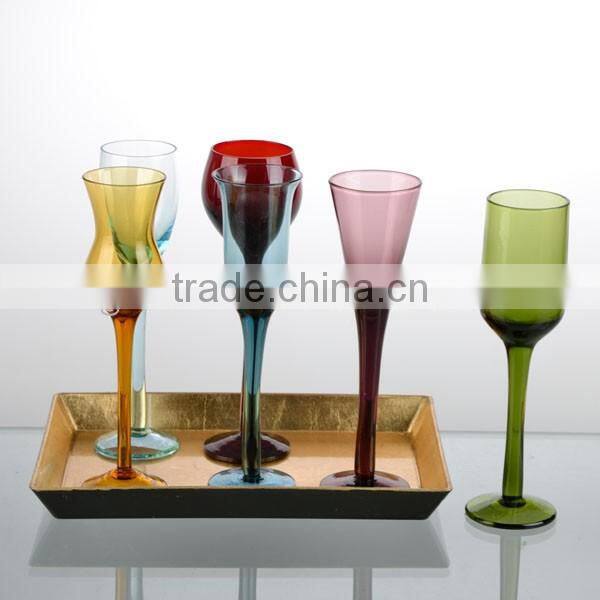 60-86ml top grade 6 colorful mini wine shot glass set
