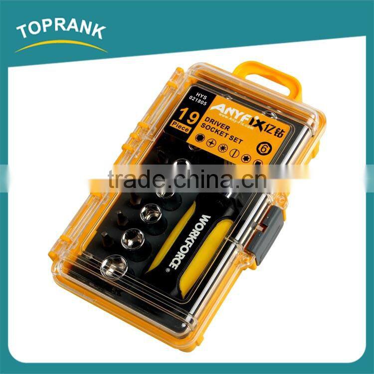 19pcs Driver socket set, small ratchet socket tool set