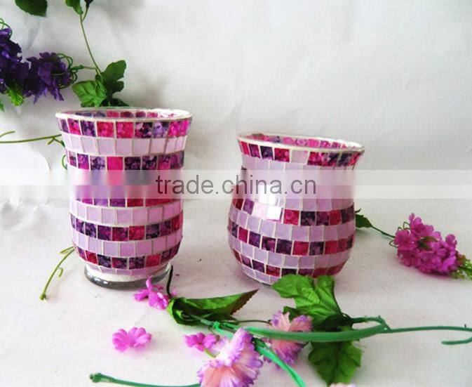 Handblown Home Accessories Cheap Circle Color Mosaic Floral Different Types Decorative Glass Vases