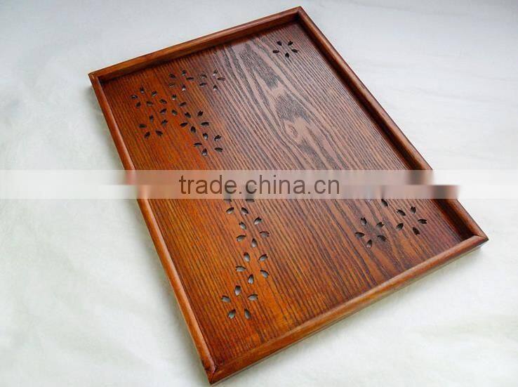 Hollow carved wooden tea tray