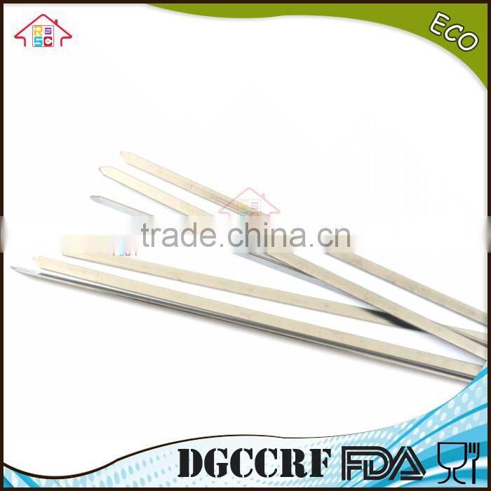NBRSC New 10 pcs Stainless Steel BBQ Barbecue Cooking Kebab Flat Skewers Needle Fork