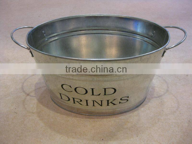 yellow metal tub with handles