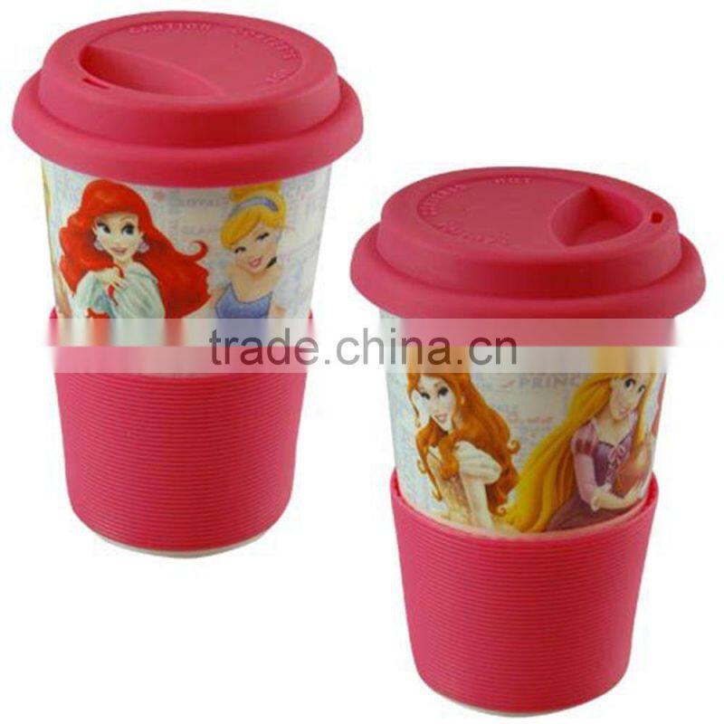 Princess Porcelain Travel Mug with Silicone Grip & Lid
