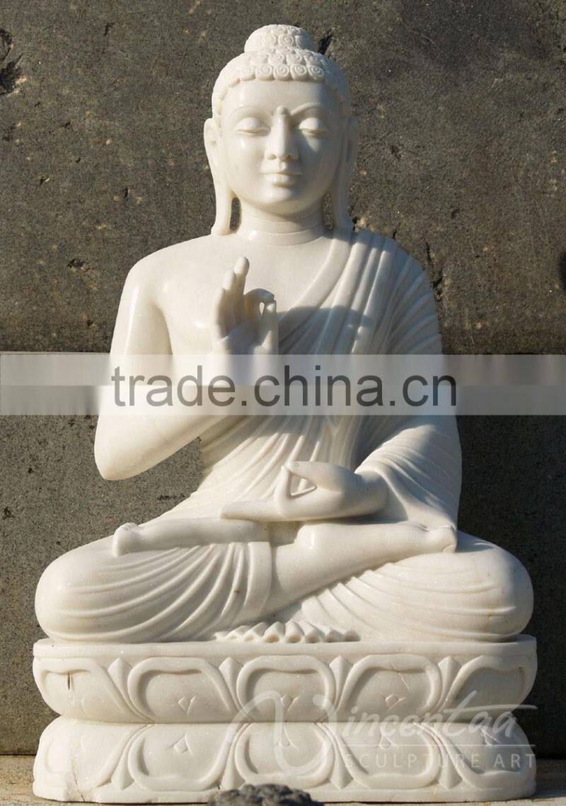2015 high quality home decor white marble tall buddha statue