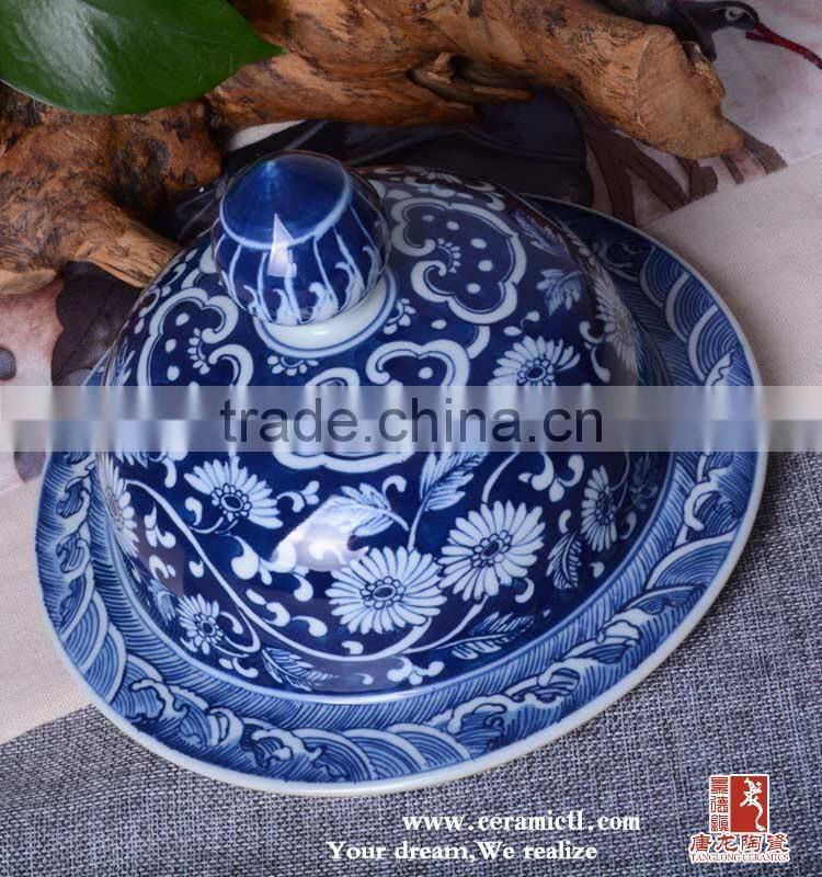 Customized blue and white porcelain hand painted dragon temple ginger Jars