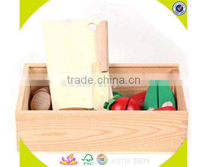 wholesale top quality wooden fruit cutting toy, DIY kids wooden vegetables cutting toy, role play wooden cutting toy W10B099