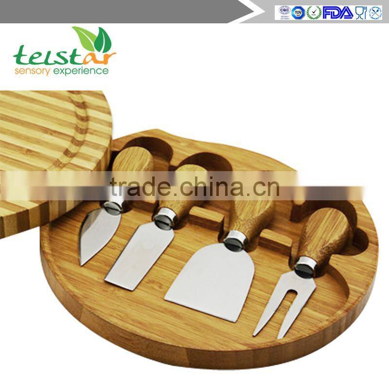 Eco-friendly natural bamboo cheese board set 4 cheese knives with cutting board set bamboo & wood items bamboo kitchenwares wood