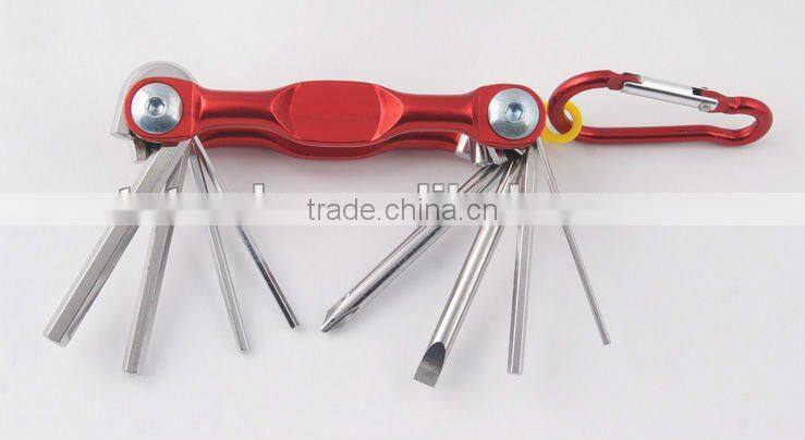 2014 new Stock pocket mini multi aluminium oxide promotion bike keychain tools 606-8