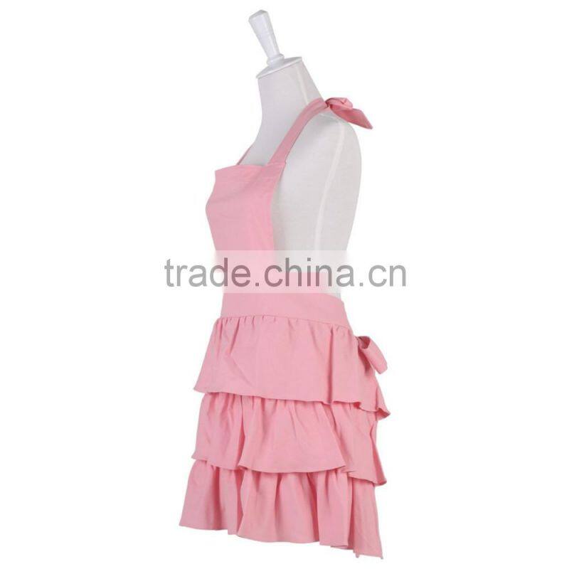 100% Cotton Canvas Apron Adjustable Neck Waist Ties Trendy Three Layers Custom Apron of Ruffles Apron For Cooking Baking BBQ
