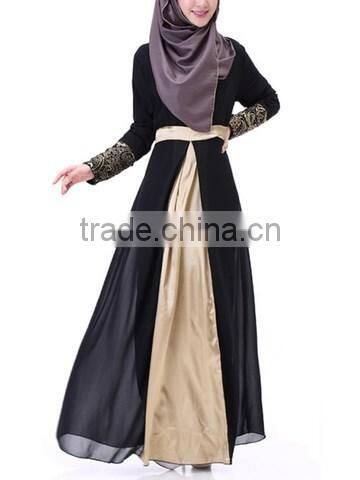 new model abaya in dubai Hijab Style Embroidery Chiffon Patch Abaya