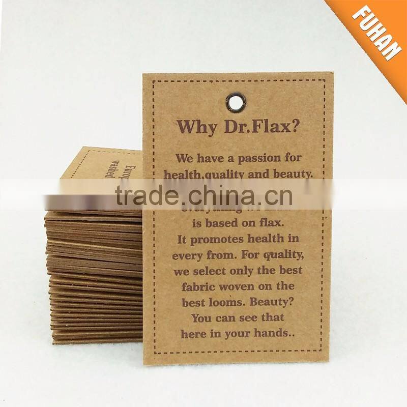 Top Quality Recycled Paper Hang Tag with Eyelet for Shoes/Garment/Bag