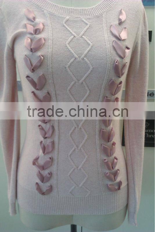 lady sweater fashion design wool garment cardigan long with silk