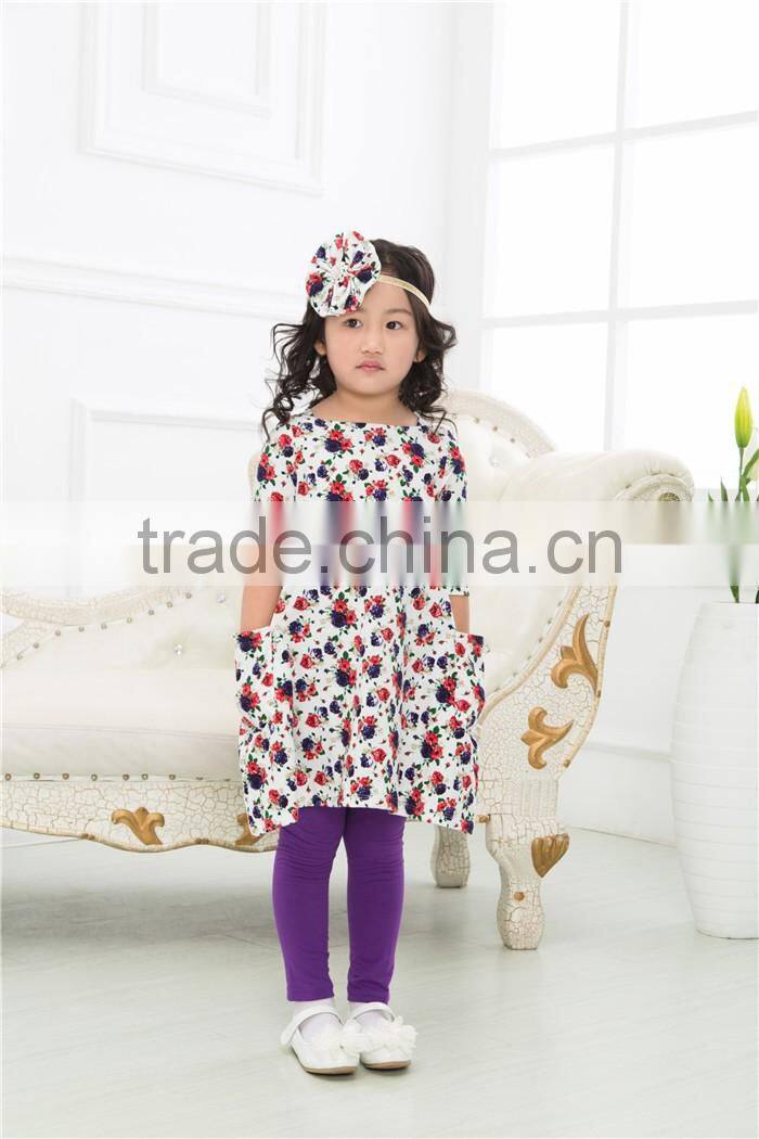 New arrival boutique girl clothing girl spring outfits baby 2 pcs cotton set with headband