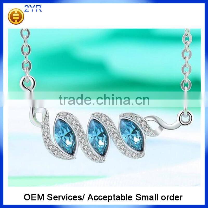 2016 Popular Trendy Jewelry bridal wedding created aquarine 925 sterling silver necklace earring jewelry sets