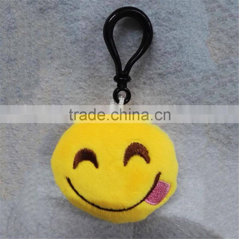 2016 Popular cheap Stuffed Plush Soft Toy Key Chains Yellow emoji keychain