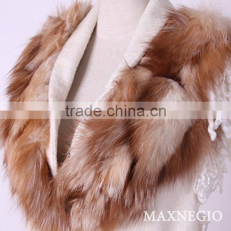 2 Color sleeveless fox fur collar coat new jacket women fashion autumn jacket