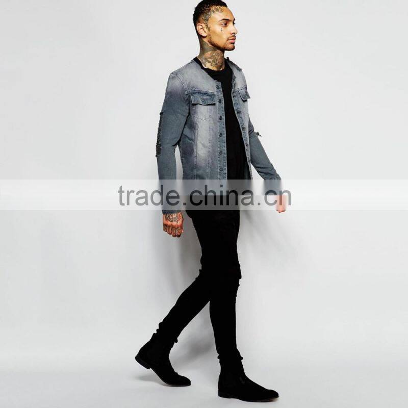 cool ripped cheap windbreaker jacket with button for men 2016