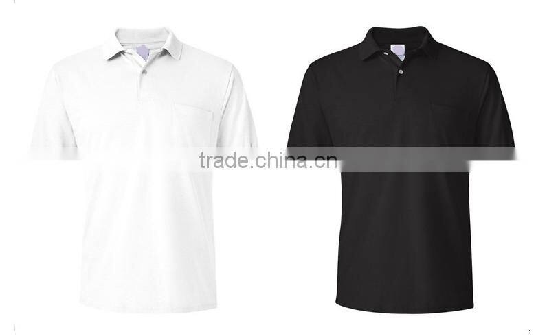 promotional high quality 100% cotton blank short sleeve pure color polo shirts with pockets