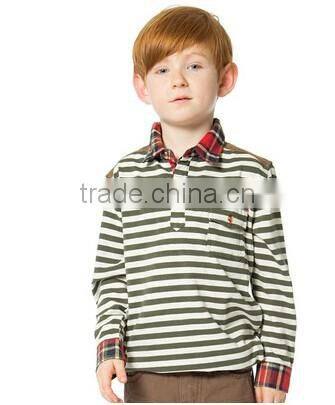 Boys Autumn Striped Long Sleeve Polo Shirt 100% Cotton T Shirt