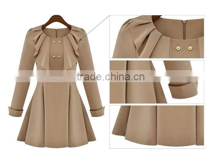 ET13004 Long Sleeves Ruffed Panel Skater Dress