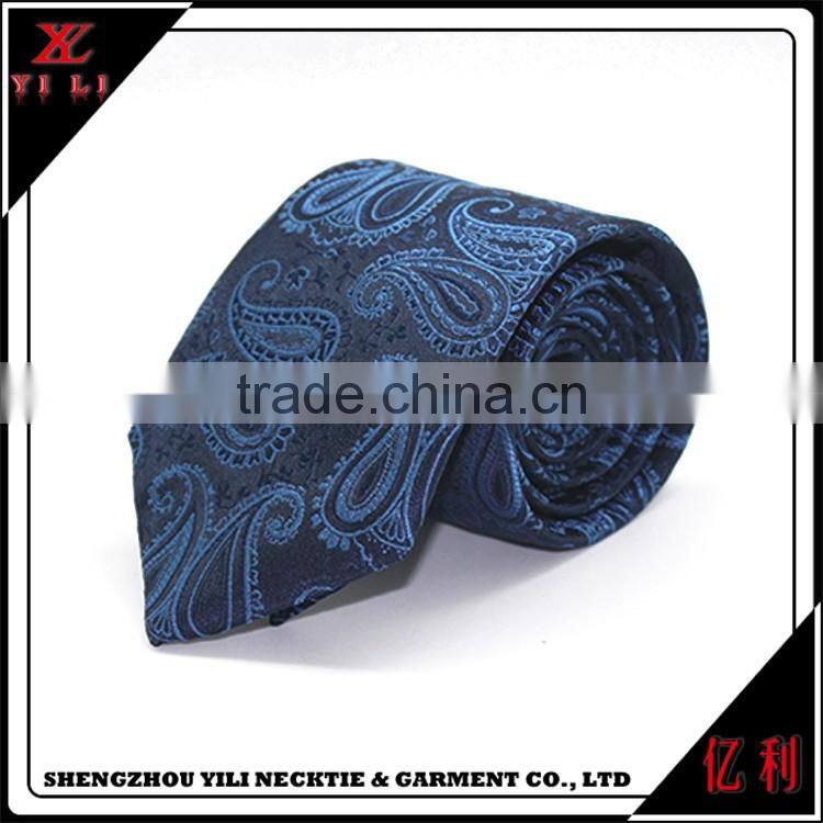 Blue 100% Silk Necktie Custom Tie Woven Printing Necktie