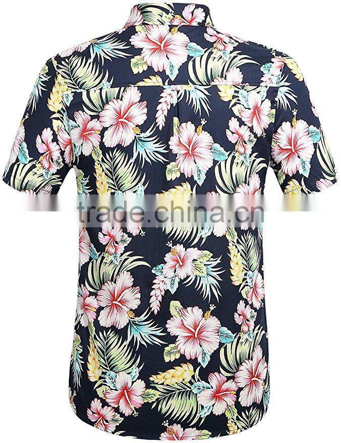 Men's Flower Casual Button Down Short Sleeve Shirt