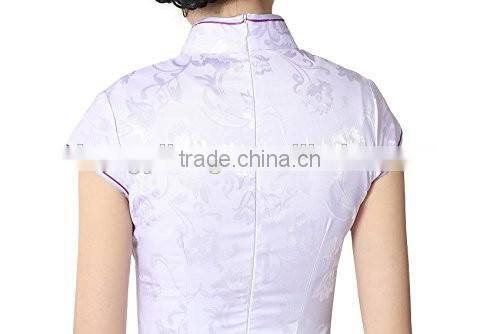 Ladies 100% cotton short sleeve reformative Chinese traditional elegant qipao dress