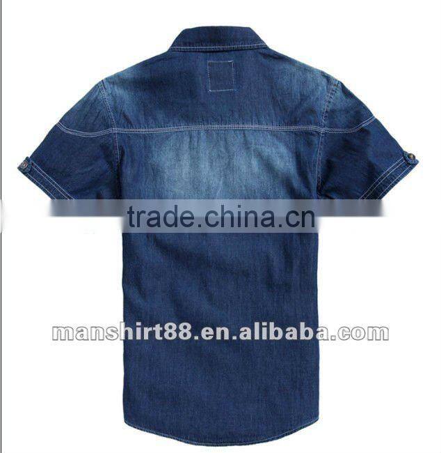 latest washed 100% cotton denim slim fit casual man shirt