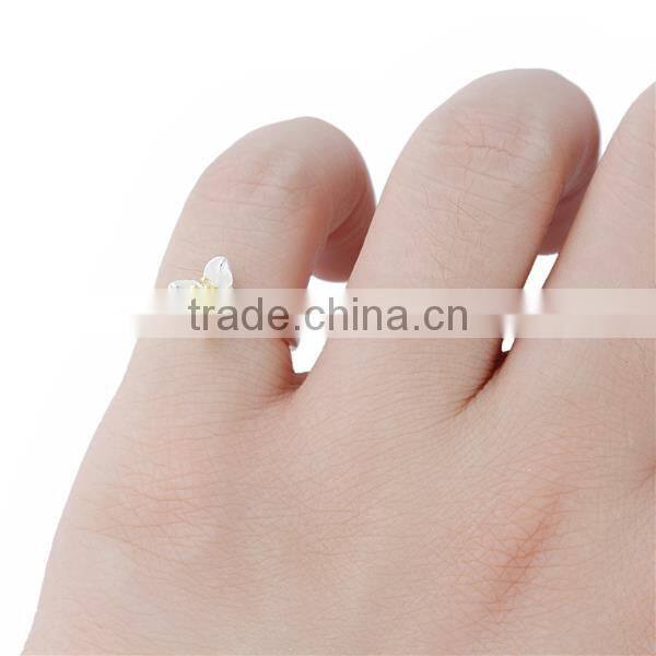 Fashion Silver Plated Yellow Flower White Copper Open Rings