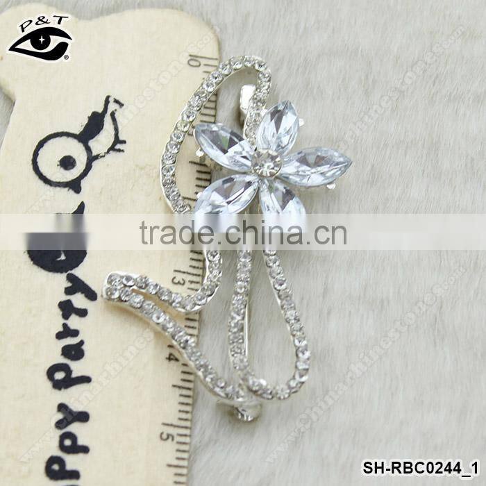 Rhinestone Brooch For wedding invitation Crystal Flower Shape Brooch pins
