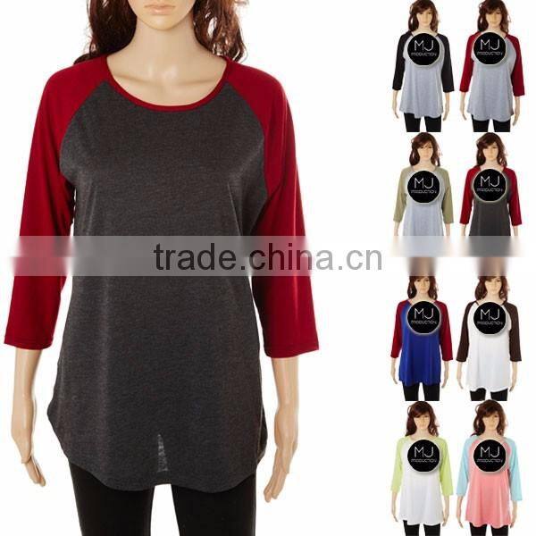 LOW MOQ 3/4 sleeve women shirt