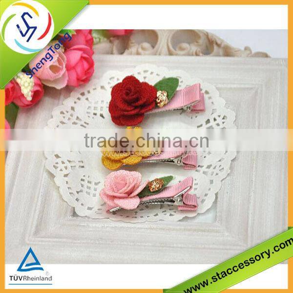 2015 fashion ,beautiful and cute ribbon hair clip , flower hair clip for kids