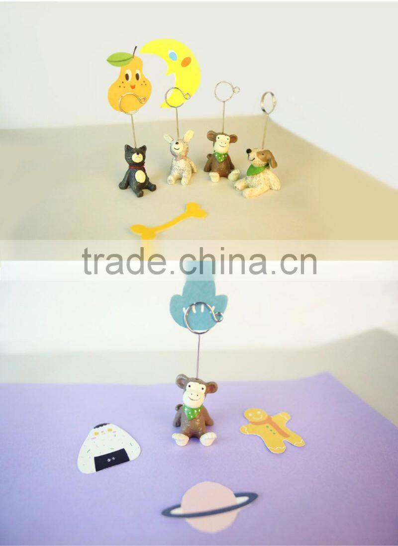Novel cute cartoon animal shape name card paper clips stand resin craft for logo custom