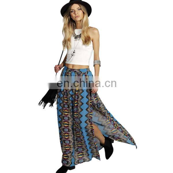 Front open ladies latest long skirt design