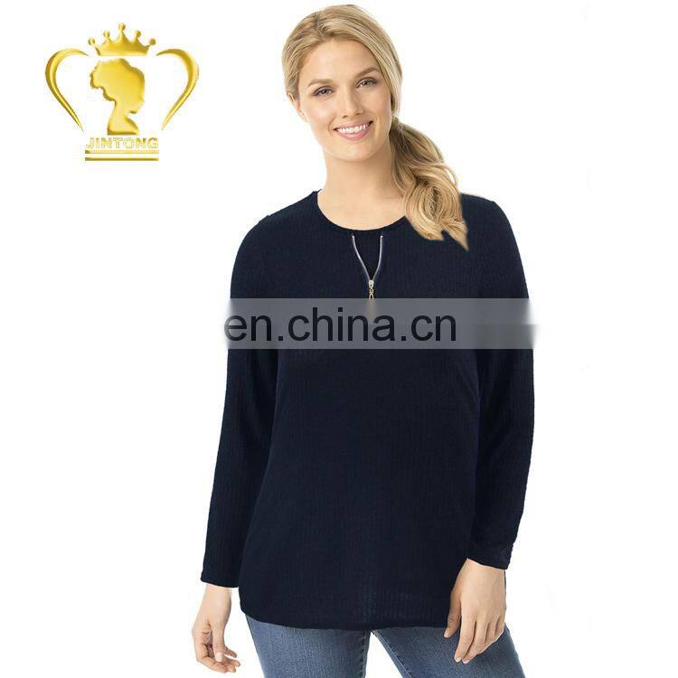 2017 Autumn fashion women wear korean blouse with zipper at neck