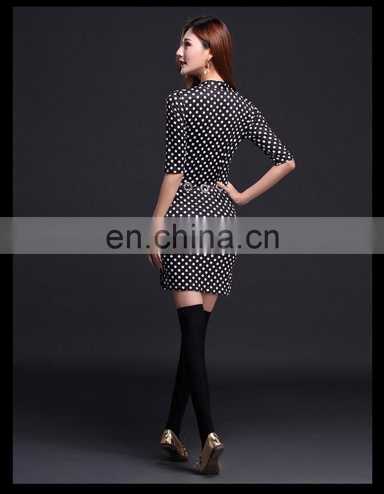 T-5112 Sexy slim black and white round dot women belly dance skirt