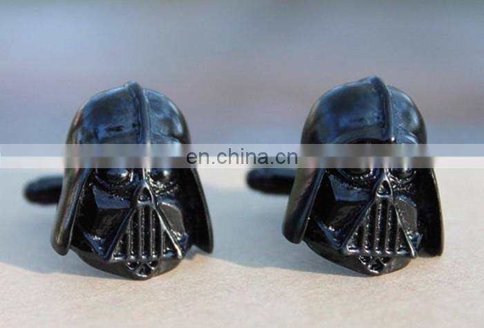 Fashion jewelry zinc alloy custom black darth vader cufflink manufacturer