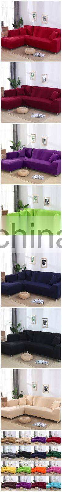 Solid Plain L Shaped Universal Stretch Elastic Sofa Covers Chaise Protective Sofa Arm Cover