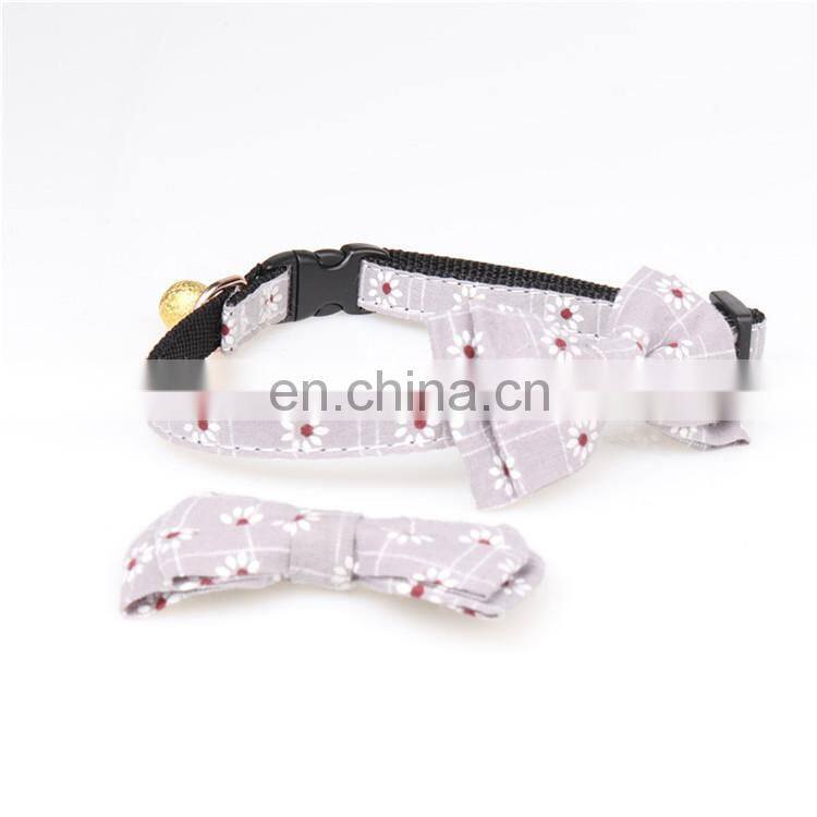 Fashion nylon webbing small dog cat collar with elastic belt and bell