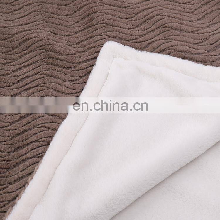 High Quality Custom Double Layer Embossed Gray Faux Rabbit Fur Throw Blanket For Winter