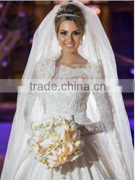 Abiti da sposa 2016 A Line Long Sleeve Lace Wedding Dress Winter Lace Bridal Gown Scoop Zipper Vestido novia