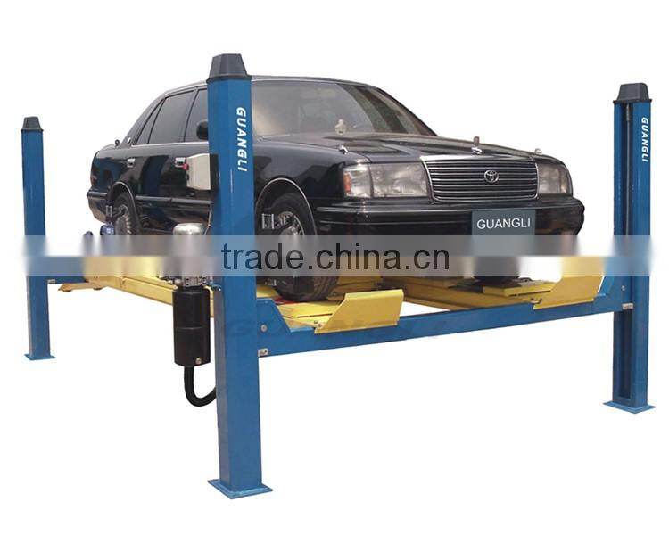 Low noise and good rigidity four post hydraulic elevator lift