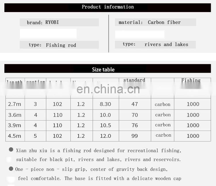 Best brand fishing rod Super Hard and light carbon fiber glass carp fresh water fishing tackle rods vara De pesca