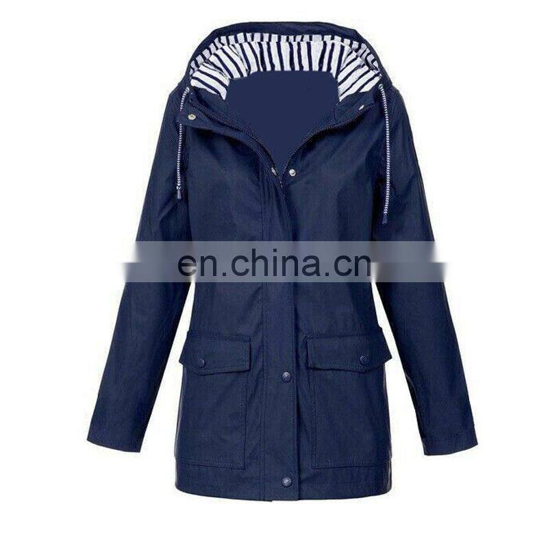 Custom-made women's outdoor waterproof hooded raincoat plus large jacket windbreaker