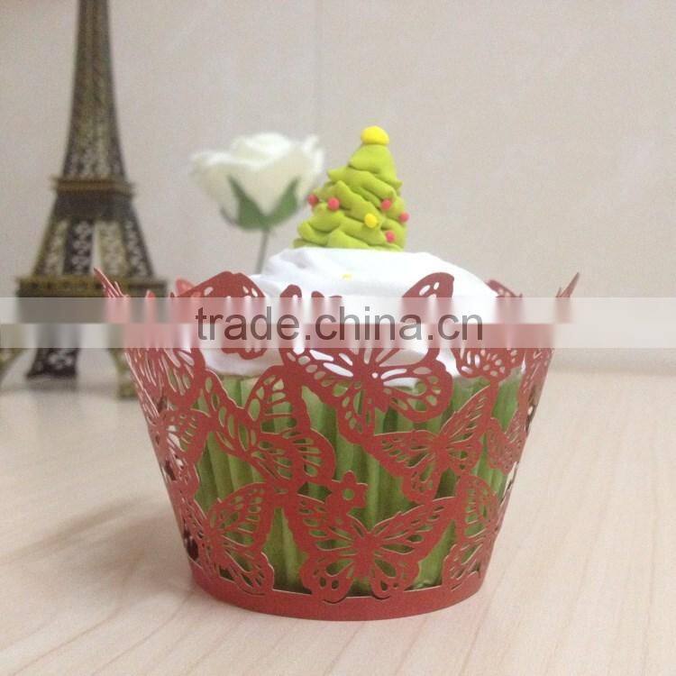 2016 High Quality Cheap Laser Cut Butterfly Wedding Cupcake Wrapper