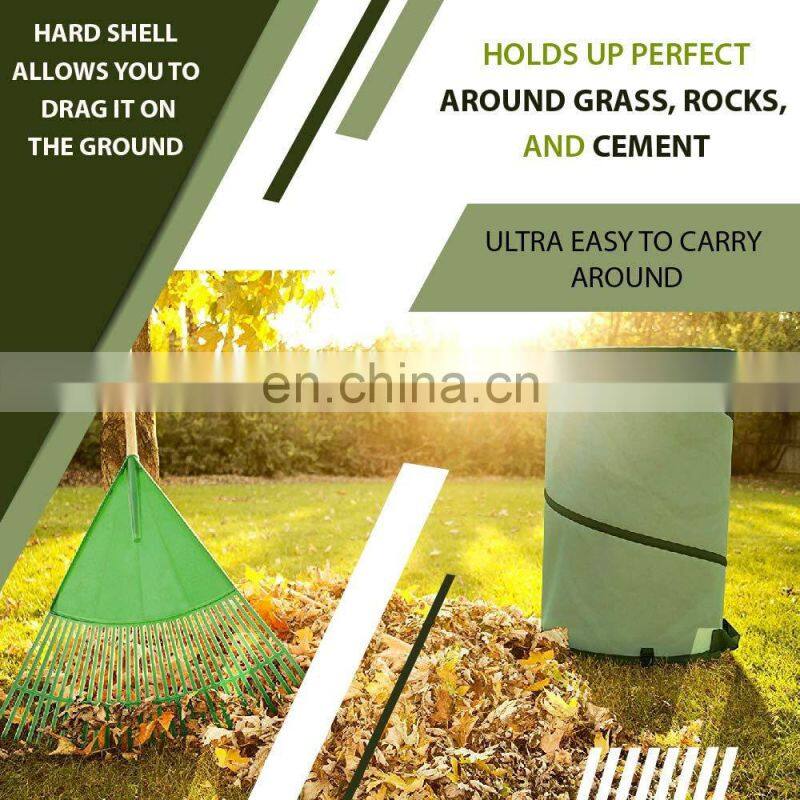 30 Gallon Canvas Garden Waste Bag Bucket Pop-up Reusable Yard Leaf Bag Holder- Trash Bag Heavy Duty Hardened Bottom