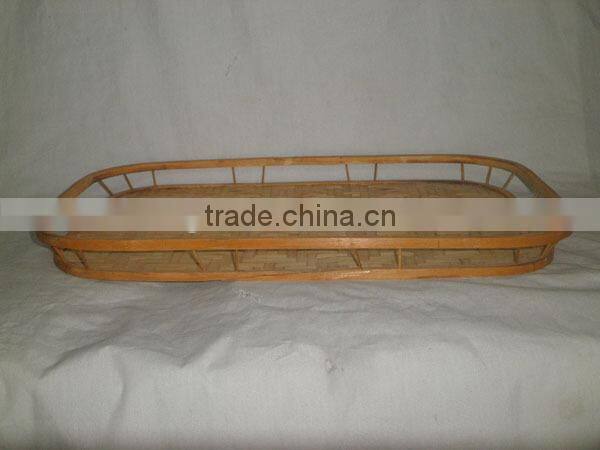 handwoven natural flat bamboo tray