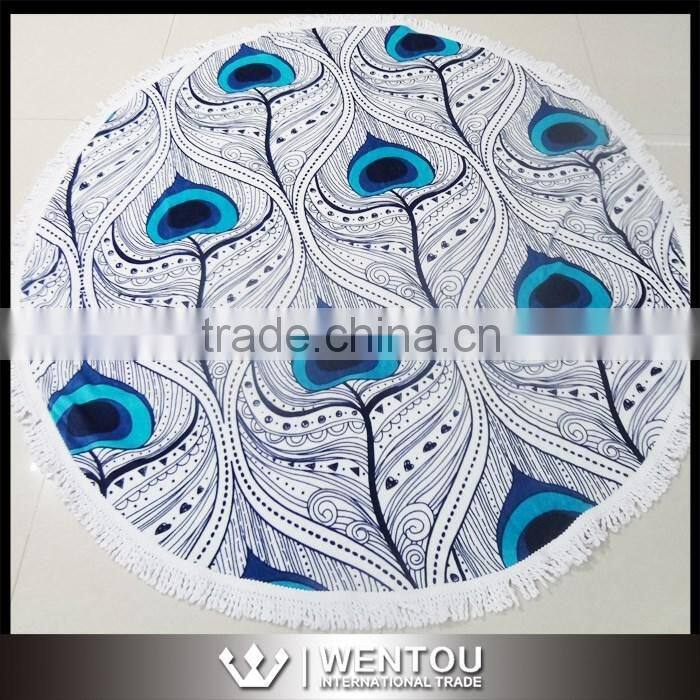 Round Shape Woven Technics Tassel Round Beach Towel